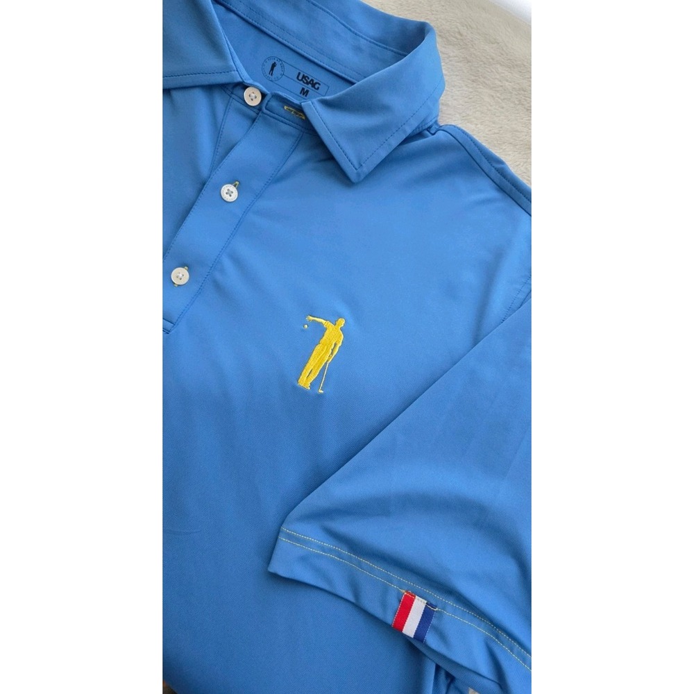 U SUCK AT GOLF MENS SHORT SLEEVE BLUE GOLF POLO SIZE MEDIUM